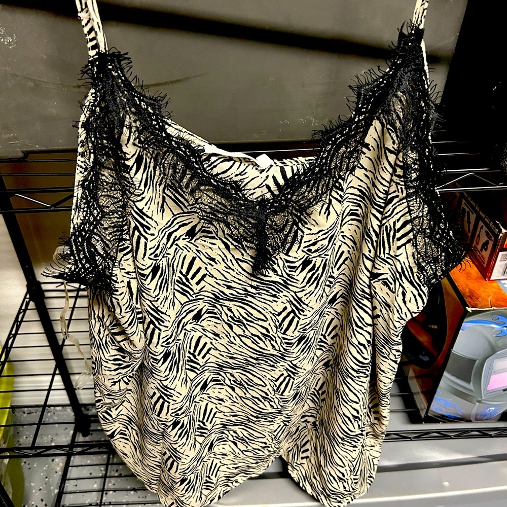 Women’s Zebra Print Cami Top with Lace Trim 3x